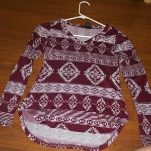 Long sleeve Aztec print cotton shirt